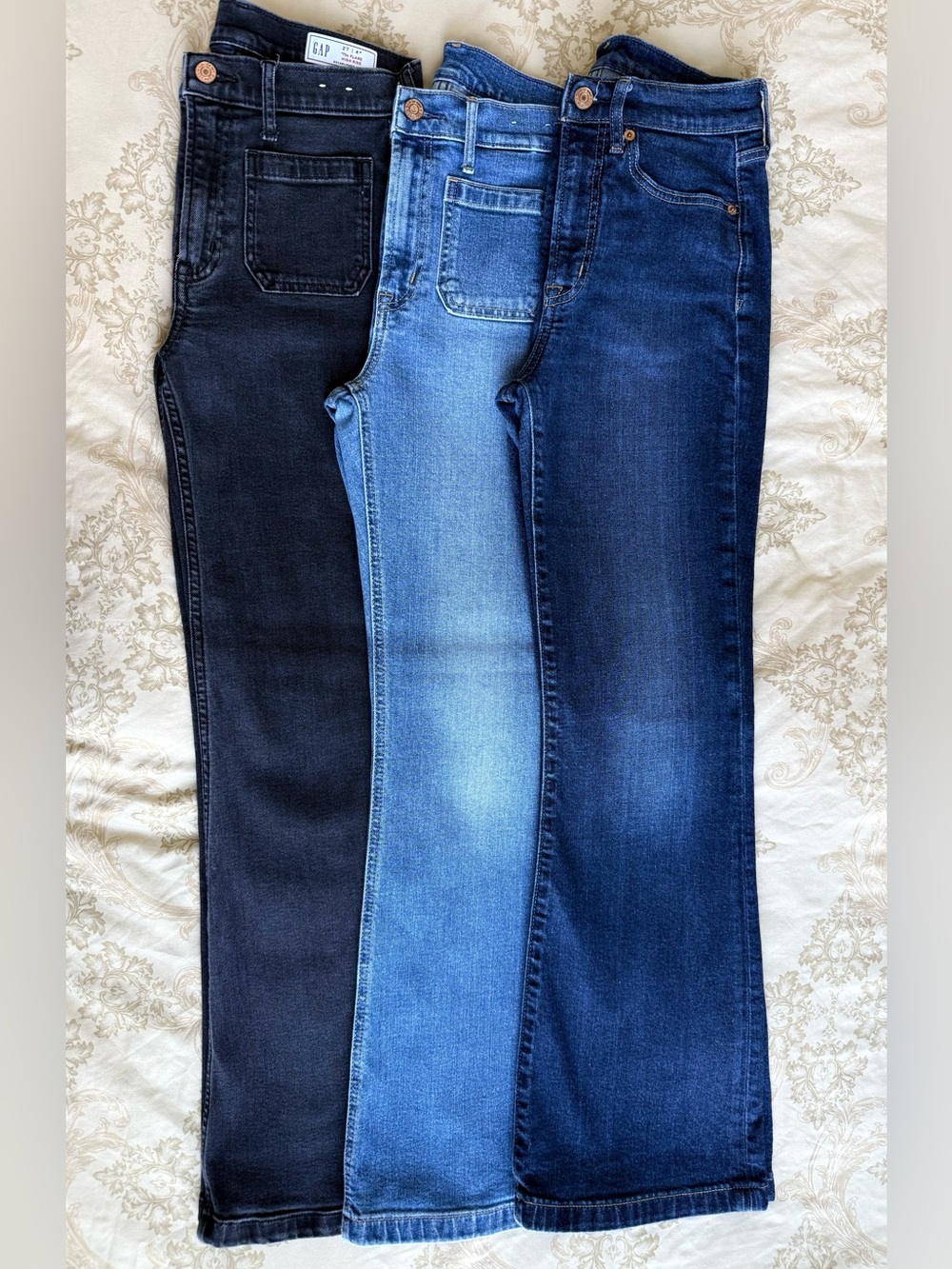 GAP 70’s Flare High Rise Jeans - Set of 2 in Mid Indigo & Black